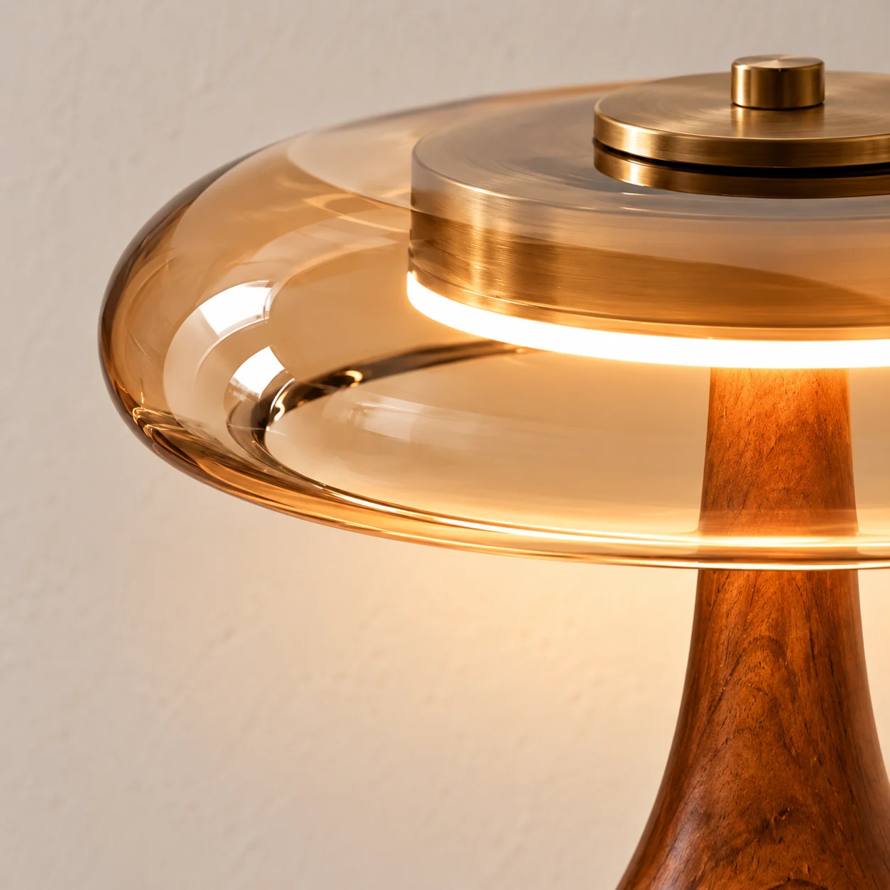 Amber glass shade and LED ring
