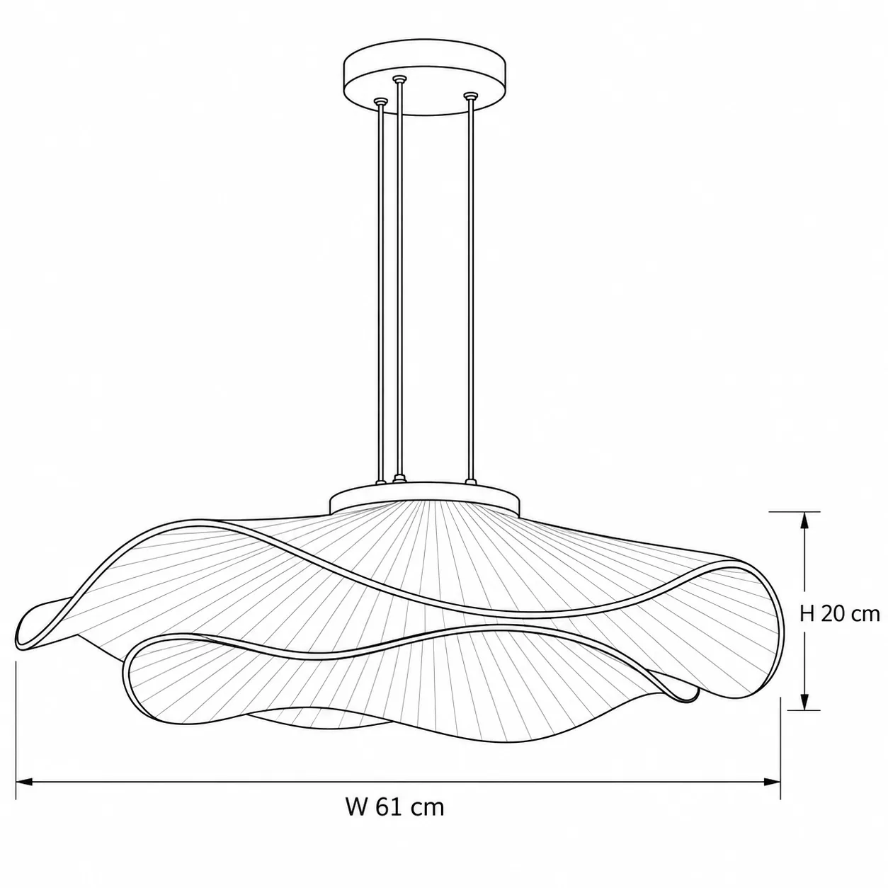 Shade width 61 cm, shade height 20 cm
