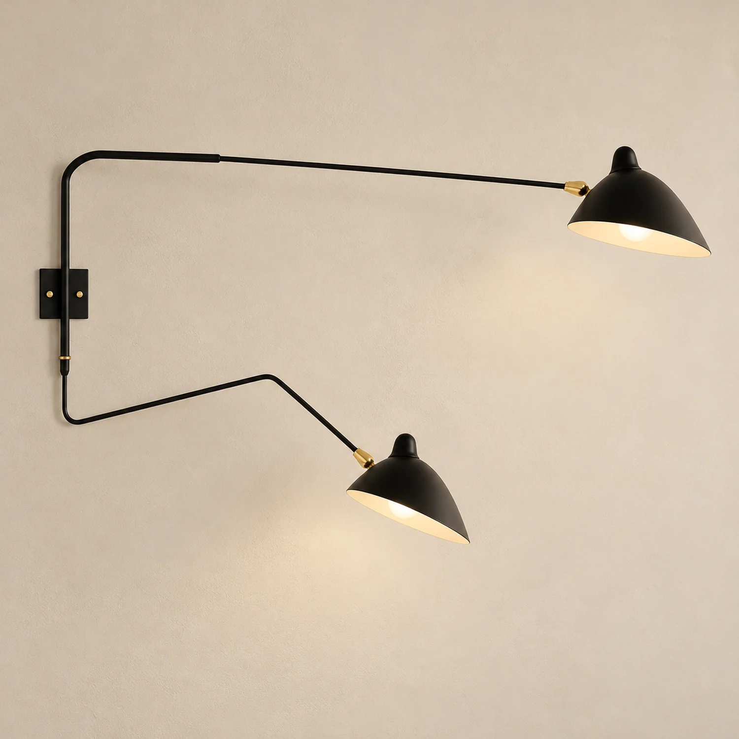 Black two-arm wall lamp