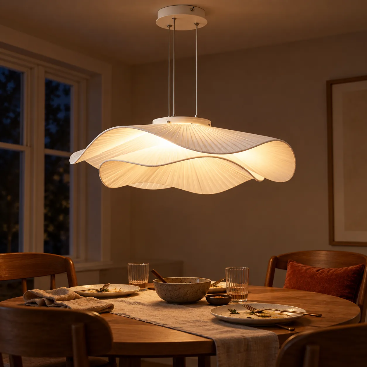 Pendant glowing at night
