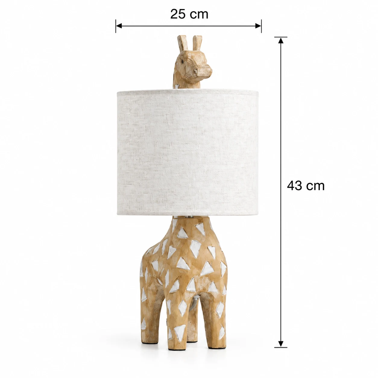 Celine carved wood table lamp dimensions: 25 cm diameter and 43 cm high