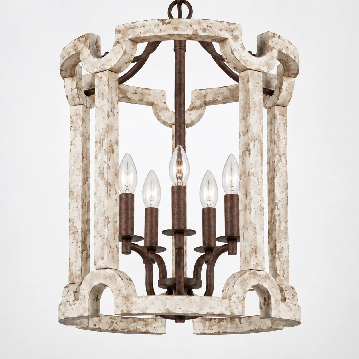 Carved Wood Birdcage Pendant Chandelier material detail