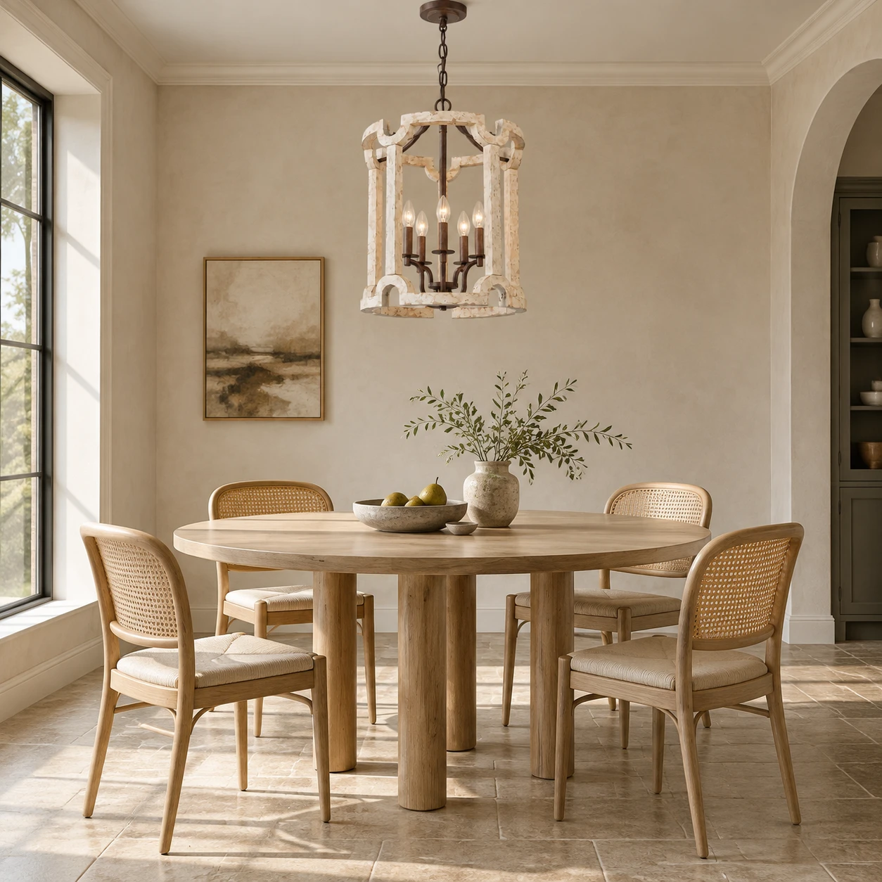 Carved Wood Birdcage Pendant Chandelier design view