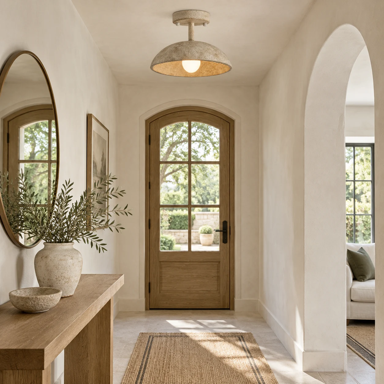 Clara flush mount ceiling light in an entry hall