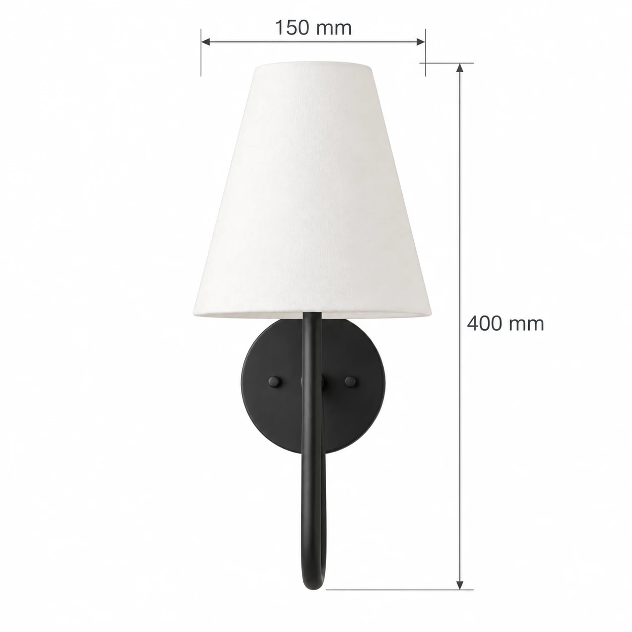 Mabel wall light front dimensions: 150 mm wide and 400 mm high