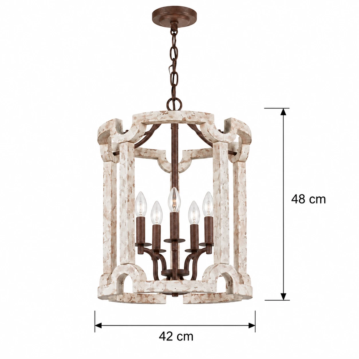 Carved Wood Birdcage Pendant Chandelier verified dimensions