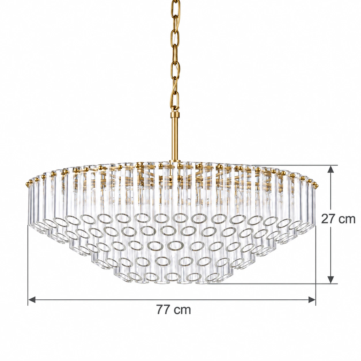 Camille chandelier dimensions: 77 cm diameter and 27 cm fixture-body height