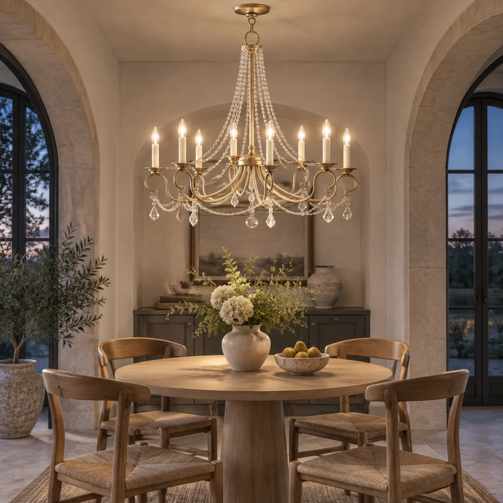 Marlow chandelier in a boutique breakfast room