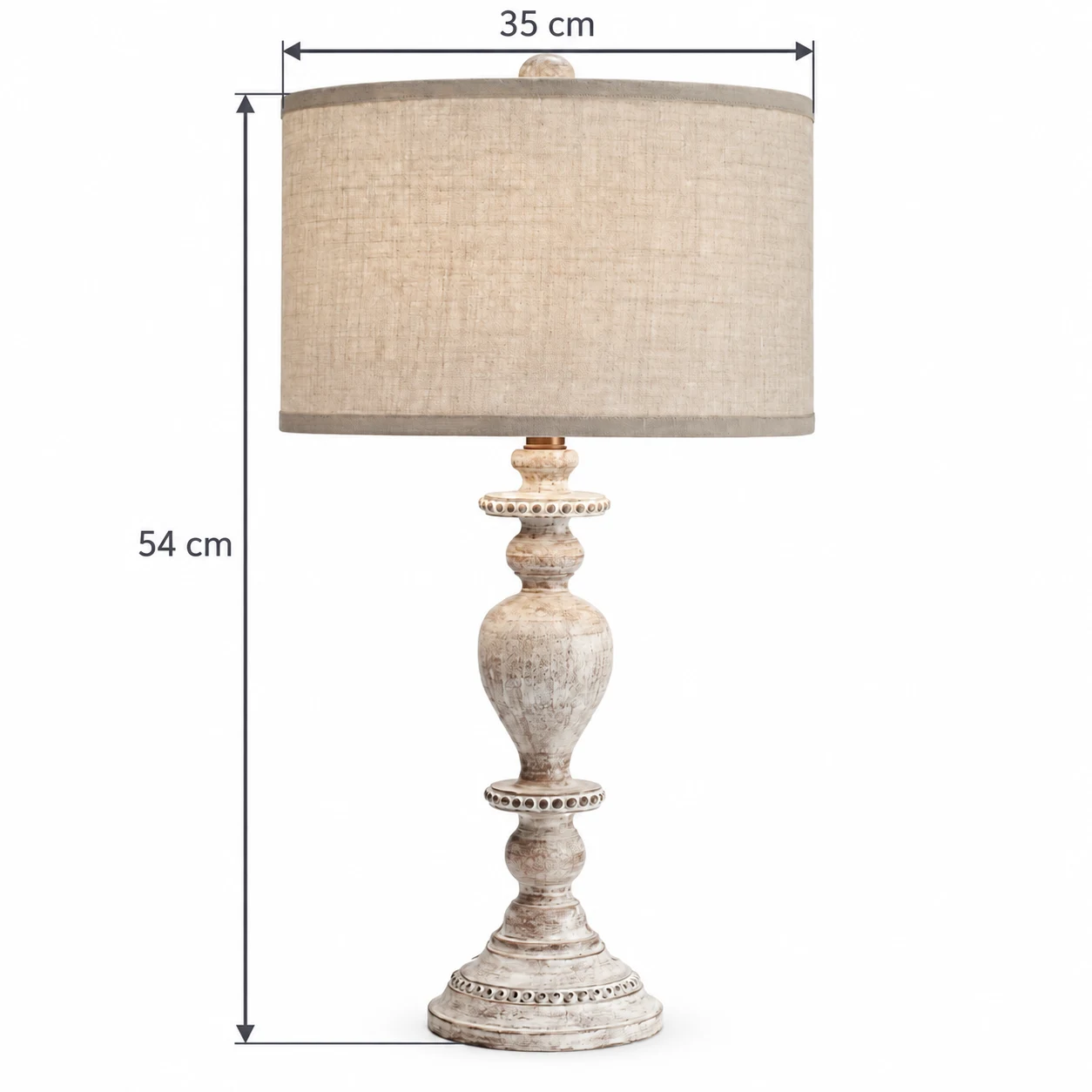 Table lamp dimensions: 35 cm diameter and 54 cm high