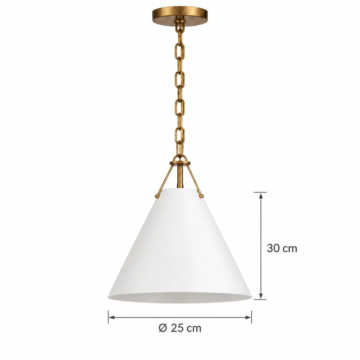 Elodie pendant side dimensions: 25 cm diameter and 30 cm height