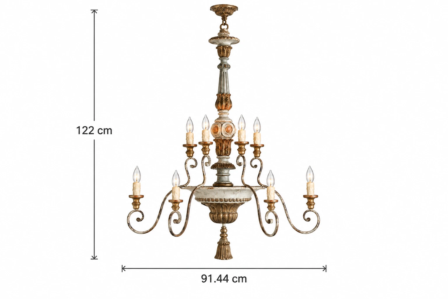 Aveline chandelier dimensions: 91.44 cm wide and 122 cm high
