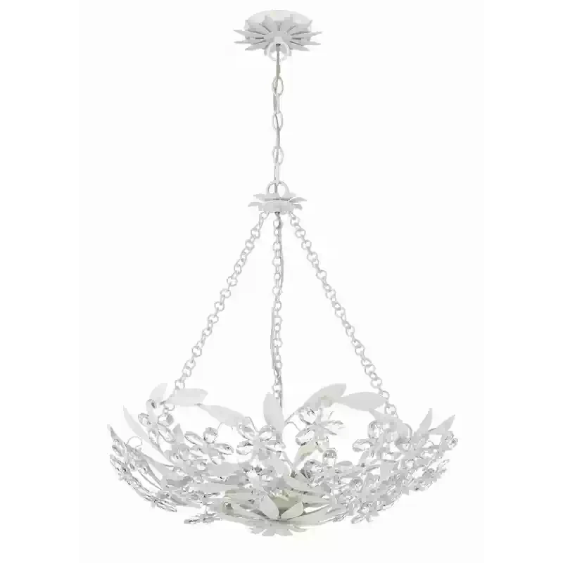 Crystal flower pendant light in a dining setting