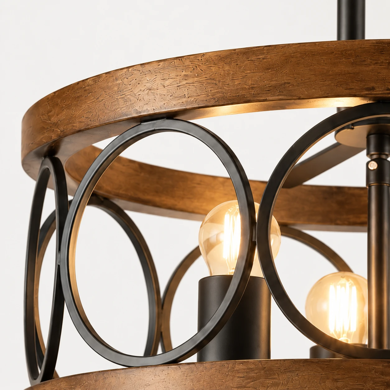 American Rustic Wood Lantern Ceiling Light detail