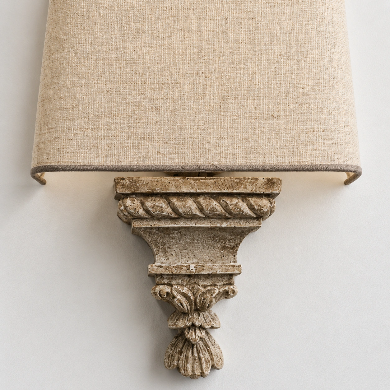 Fabric shade and lower edge of the Amelie wall light