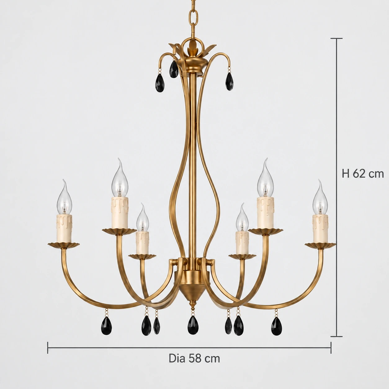 Celeste chandelier dimensions: 58 cm diameter and 62 cm fixture body height