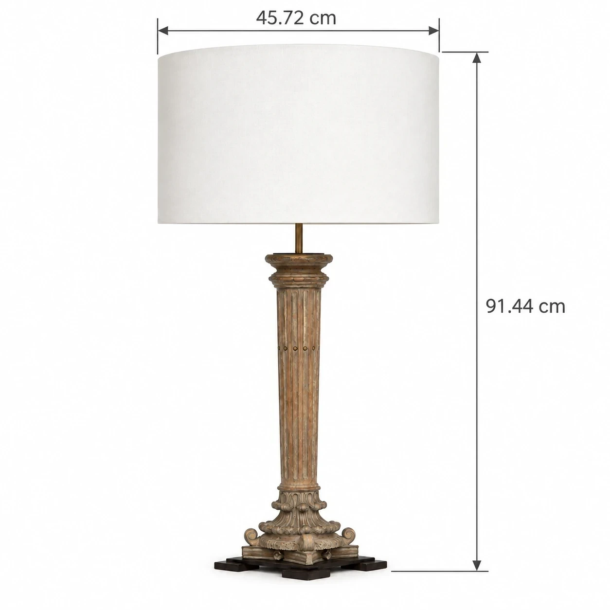 Aveline table lamp dimensions: 45.72 cm maximum diameter and 91.44 cm overall height