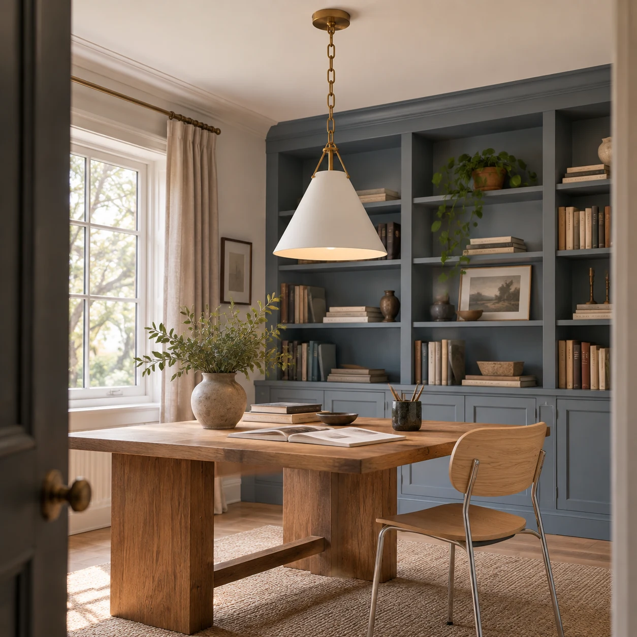 Elodie pendant above a residential library worktable