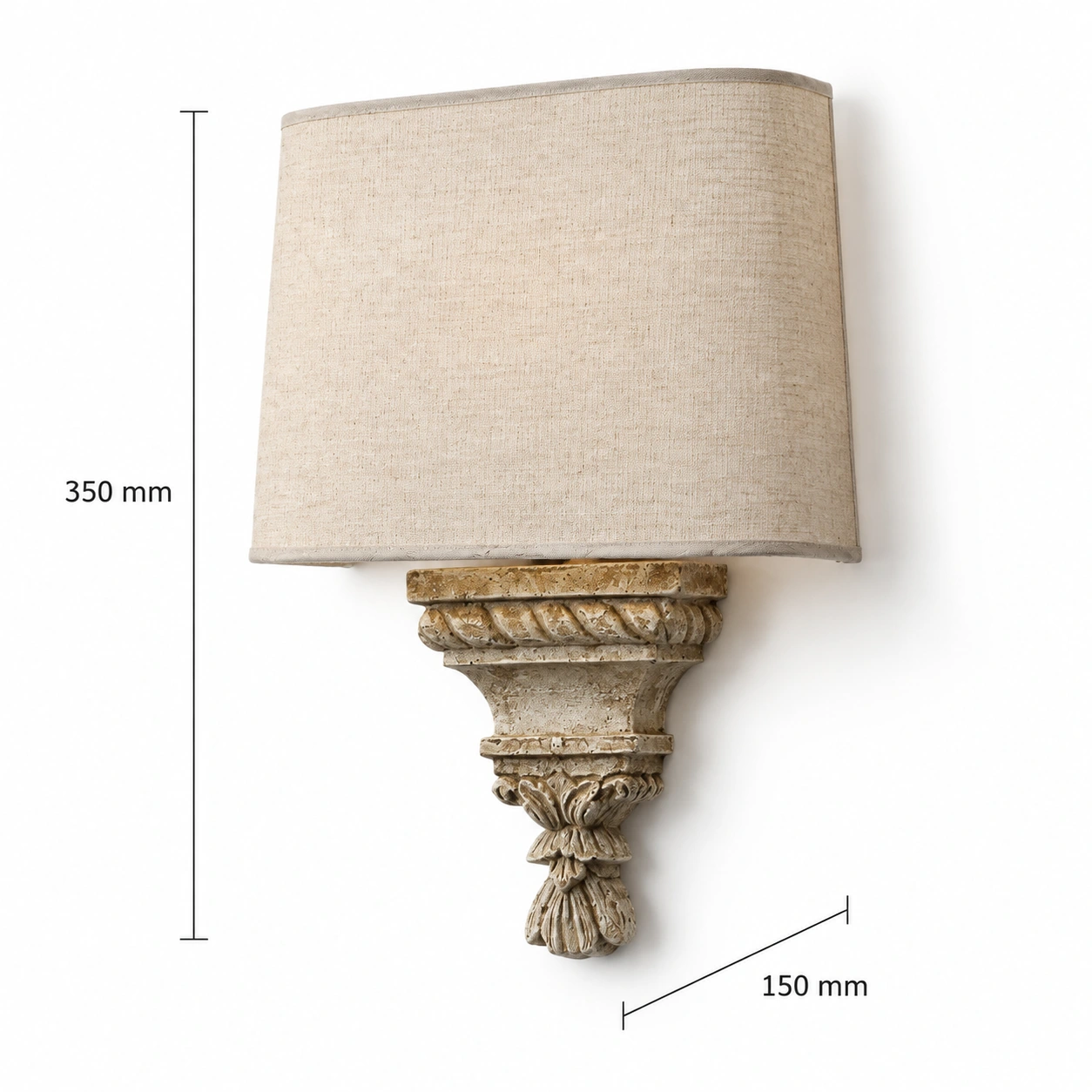 Architectural Fragment side dimensions: 150 mm D x 350 mm H