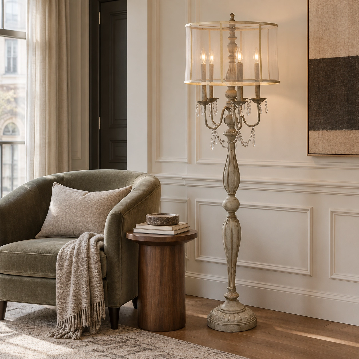 Aurelia five-light floor lamp in a boutique lounge