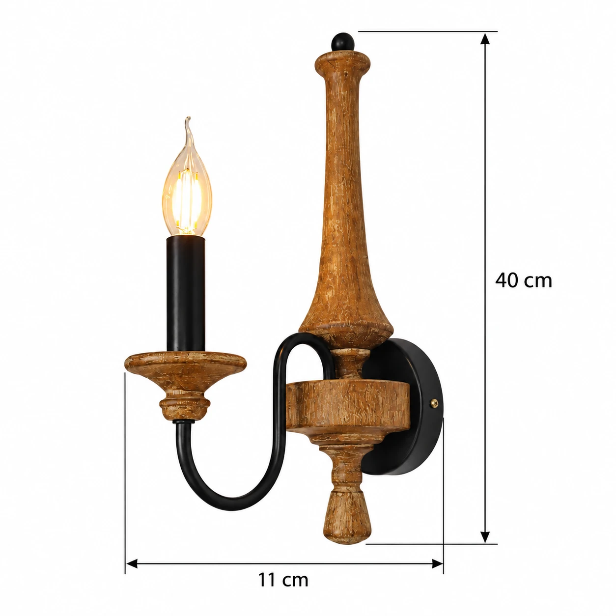 Verified 1-Light front width 11 cm and height 40 cm