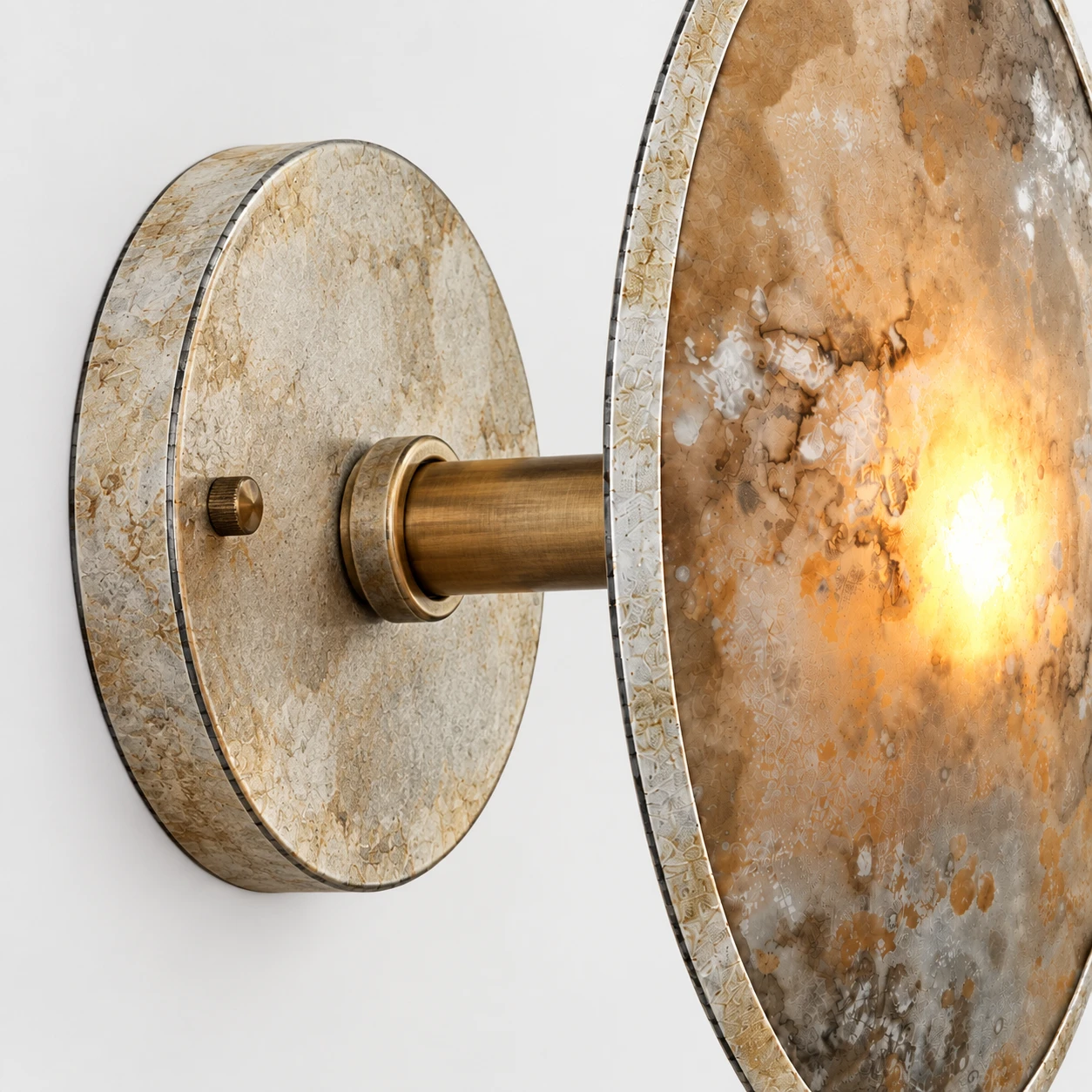 Clara French Vintage Antiqued Glass Iron Wall Sconce detail