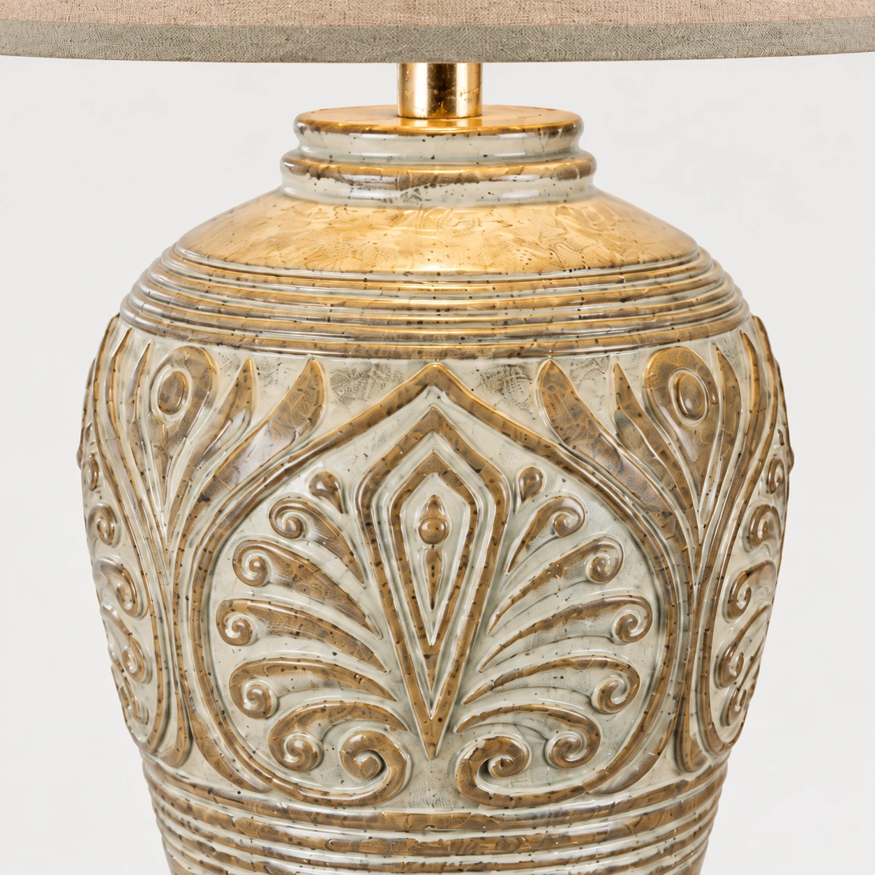 Elena Vintage Carved Wood Table Lamp detail