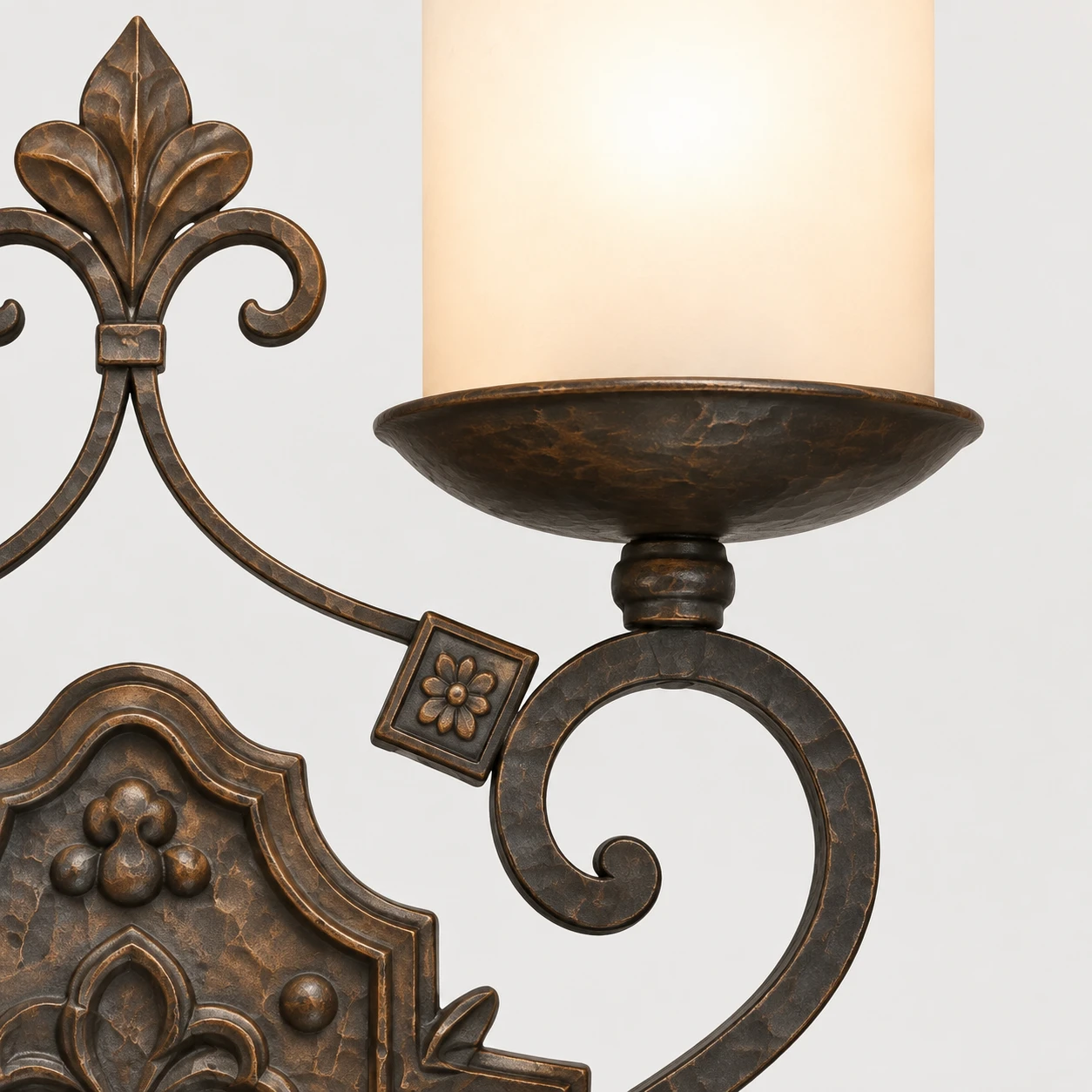 Amelie French Country Double-Candle Iron Wall Sconce detail