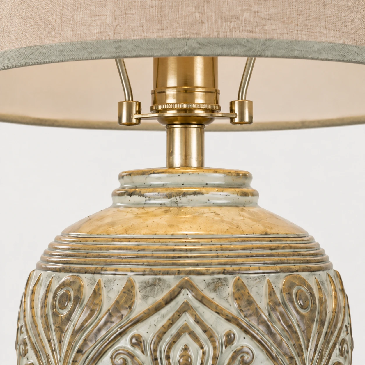 Elena Vintage Carved Wood Table Lamp detail