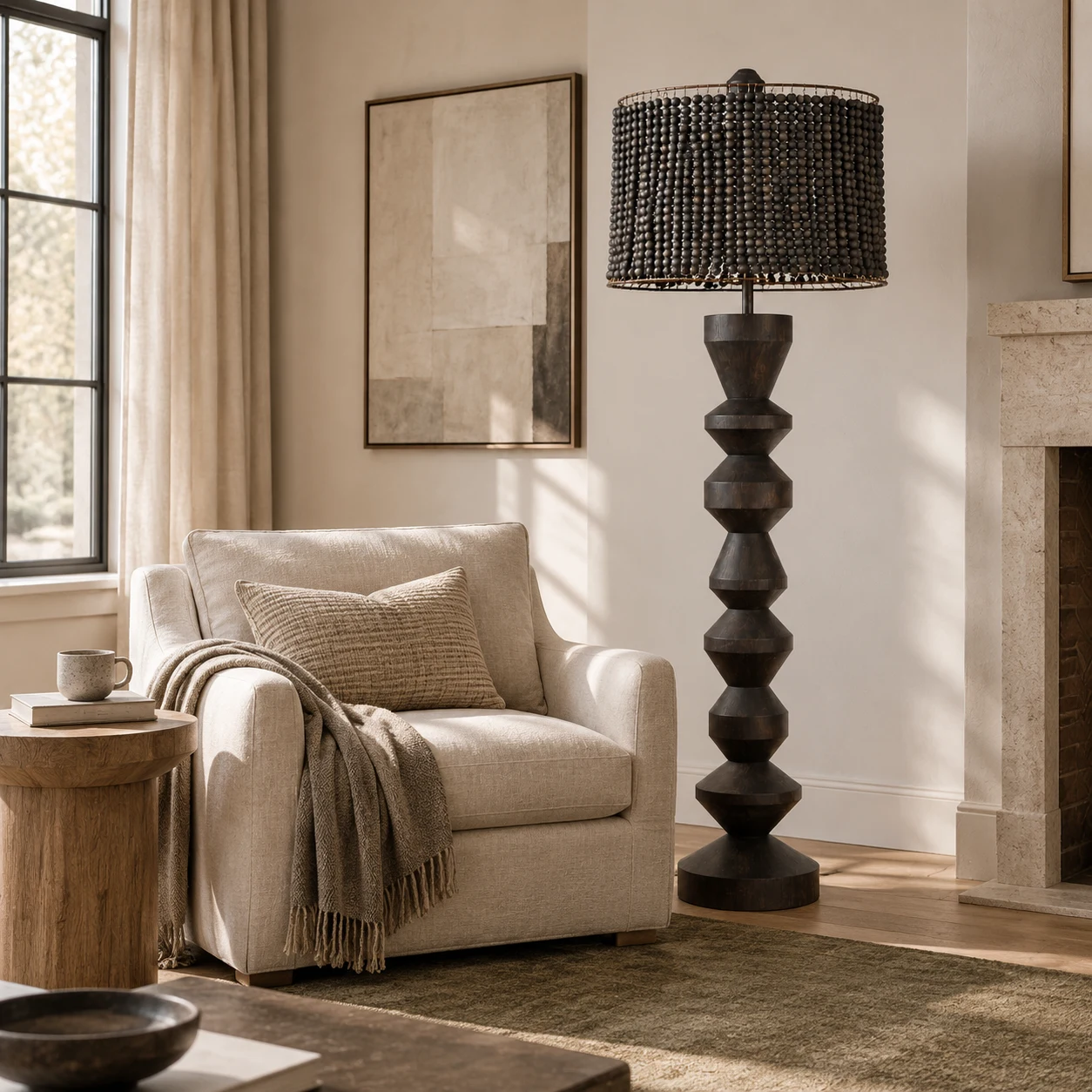 Floor lamp in a living room