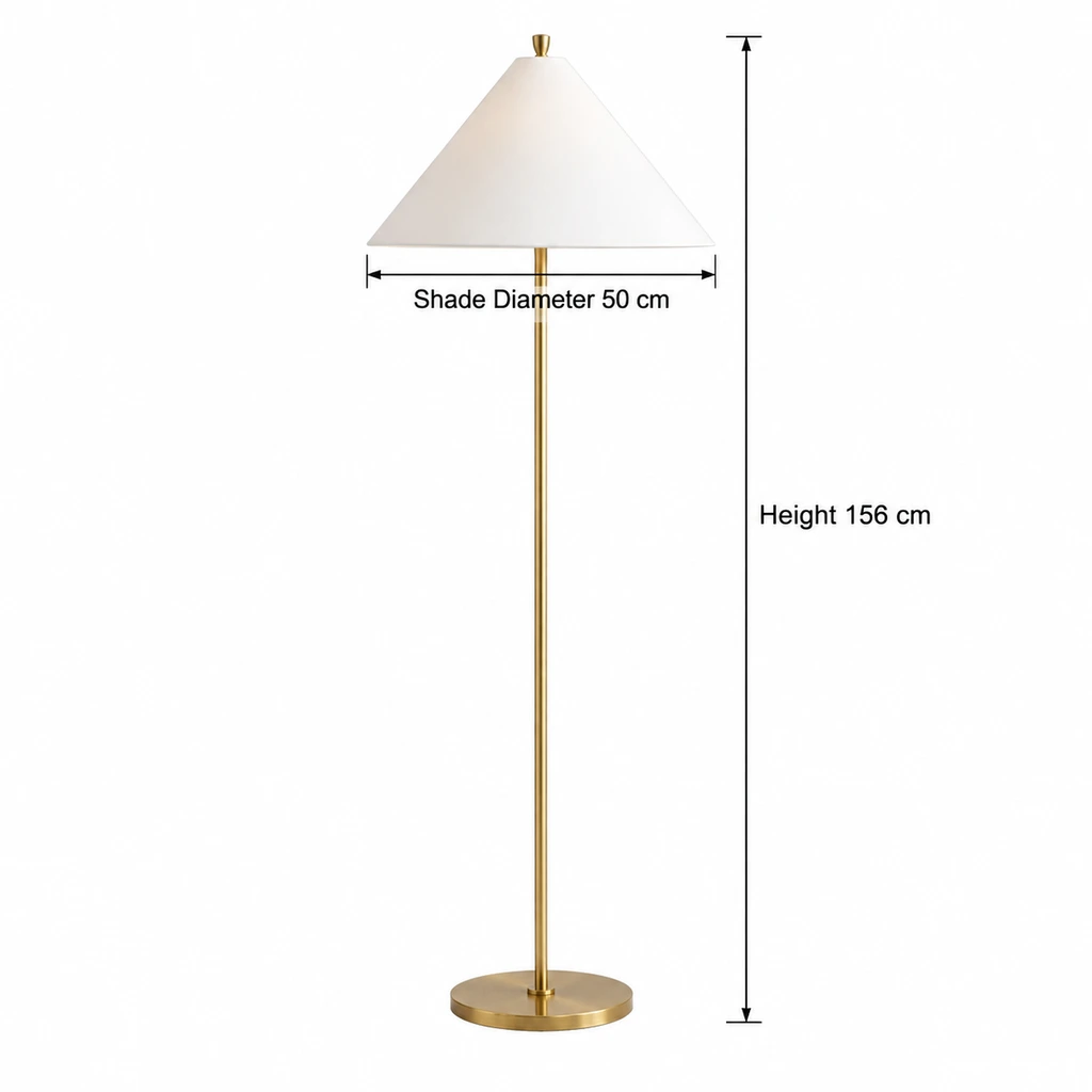 Technical dimension diagram showing a 50 cm shade diameter and a 156 cm overall height