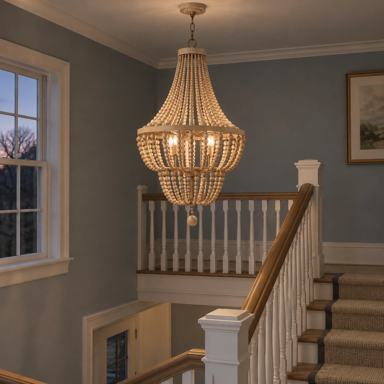 Elena Layered Wood Bead Chandelier design view