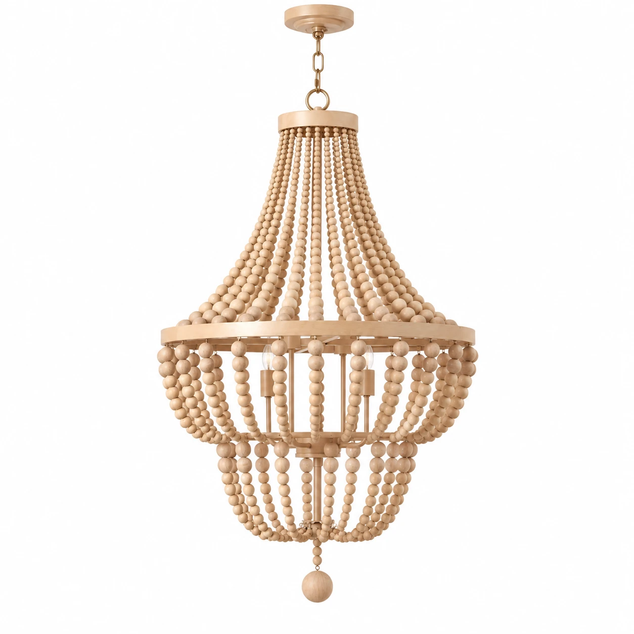 Elena Layered Wood Bead Chandelier material detail
