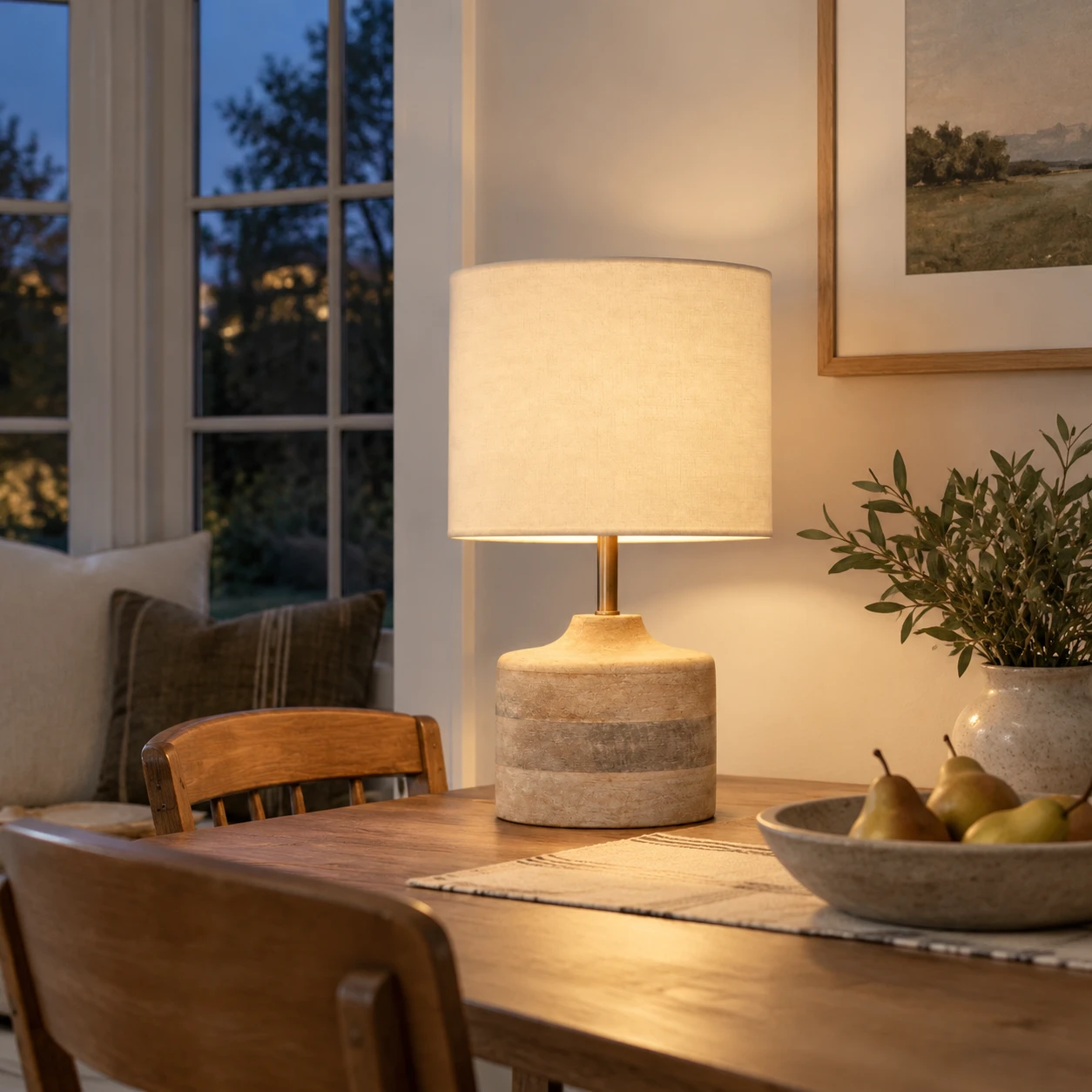 Iris Vintage Carved Wood Table Lamp in a residential interior