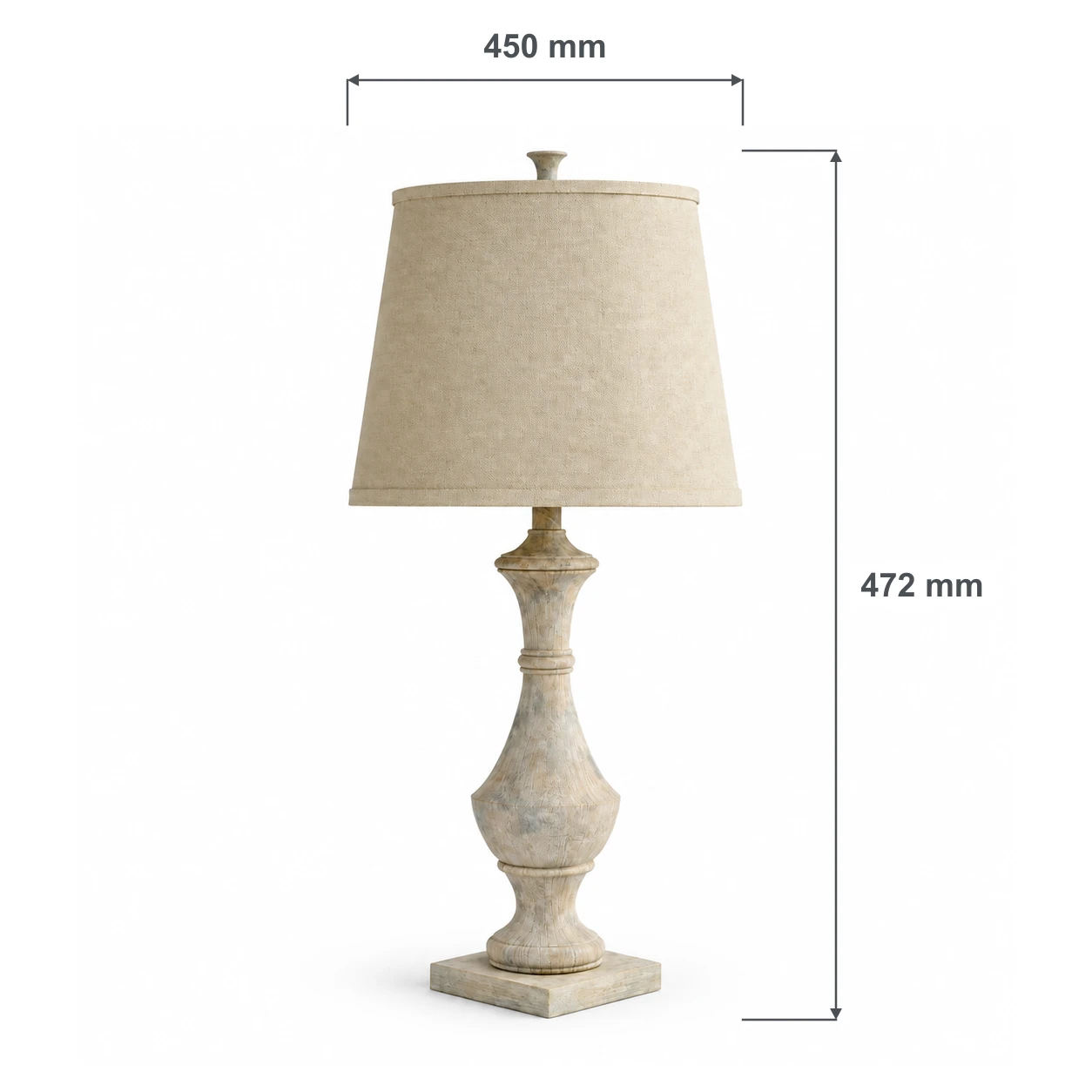 Carved wood table lamp dimensions: 450 mm shade diameter and 472 mm overall height