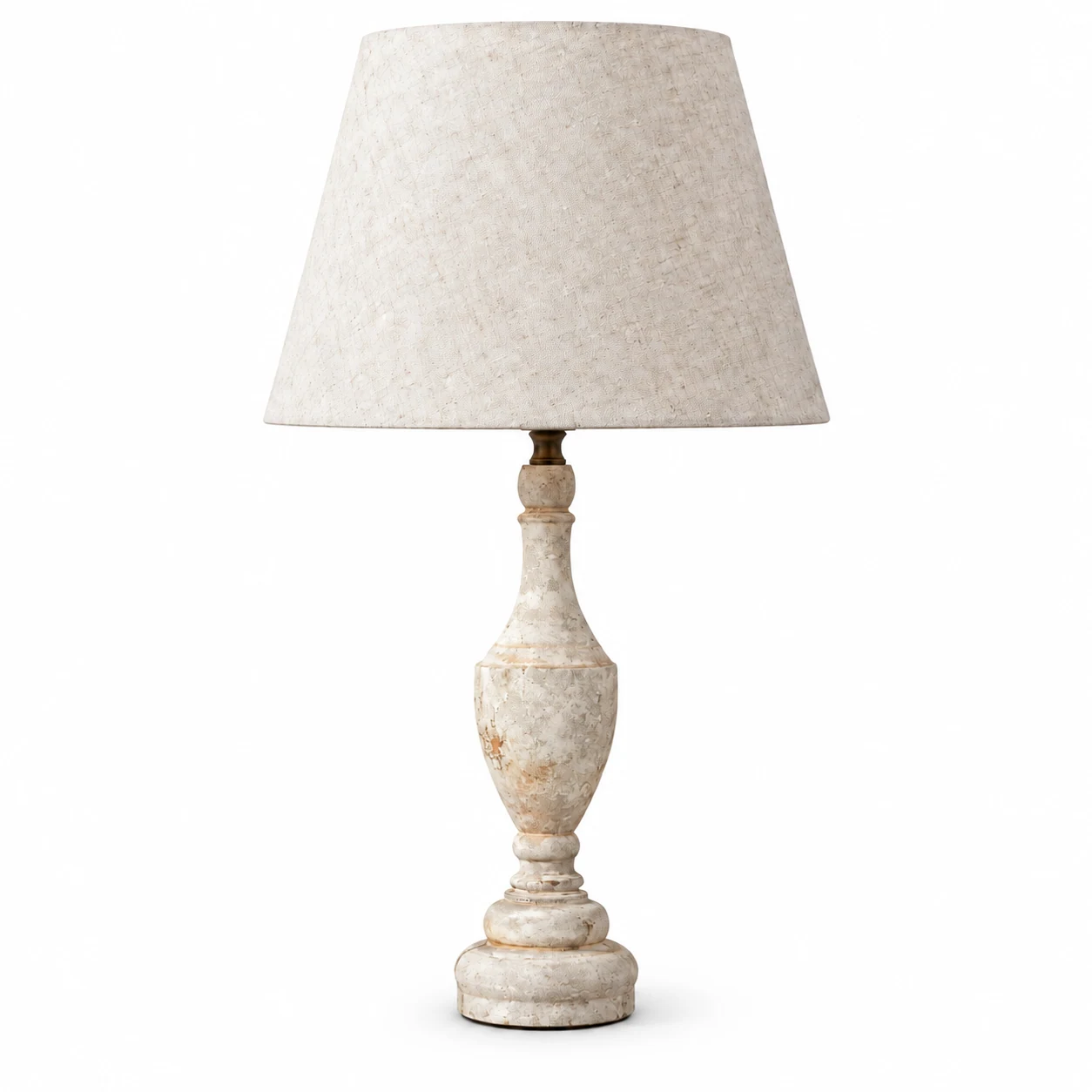 Full antique-white table lamp on a clean white background