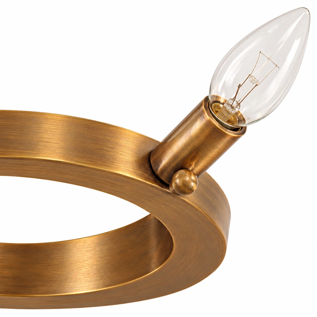 Close view of the Lina vintage-copper circular iron frame and socket