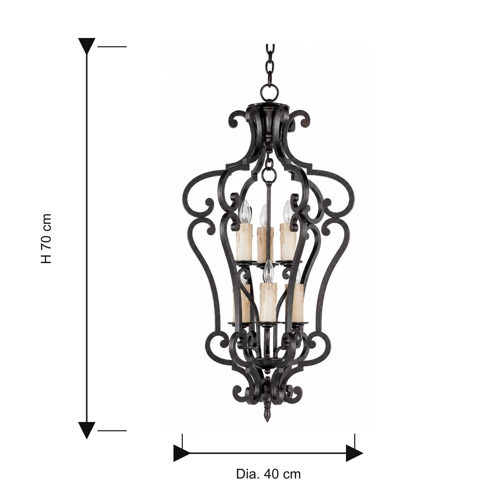 Harrow chandelier dimensions: height 70 cm, diameter 40 cm