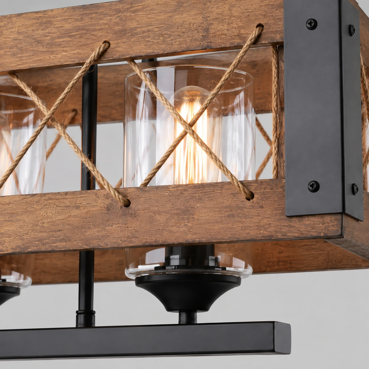 Maren Rustic Branching Wood Chandelier detail
