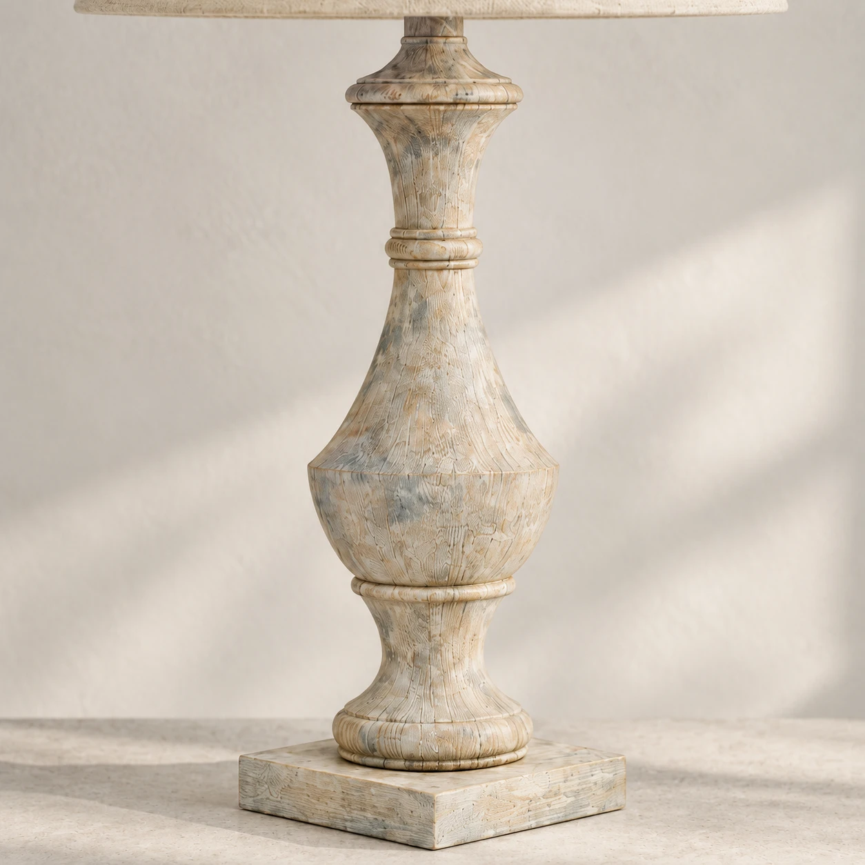 Carved wood body and rubbed grain detail