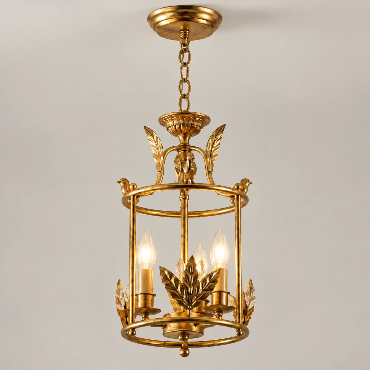 Decorative top loop, chain and ceiling suspension connection