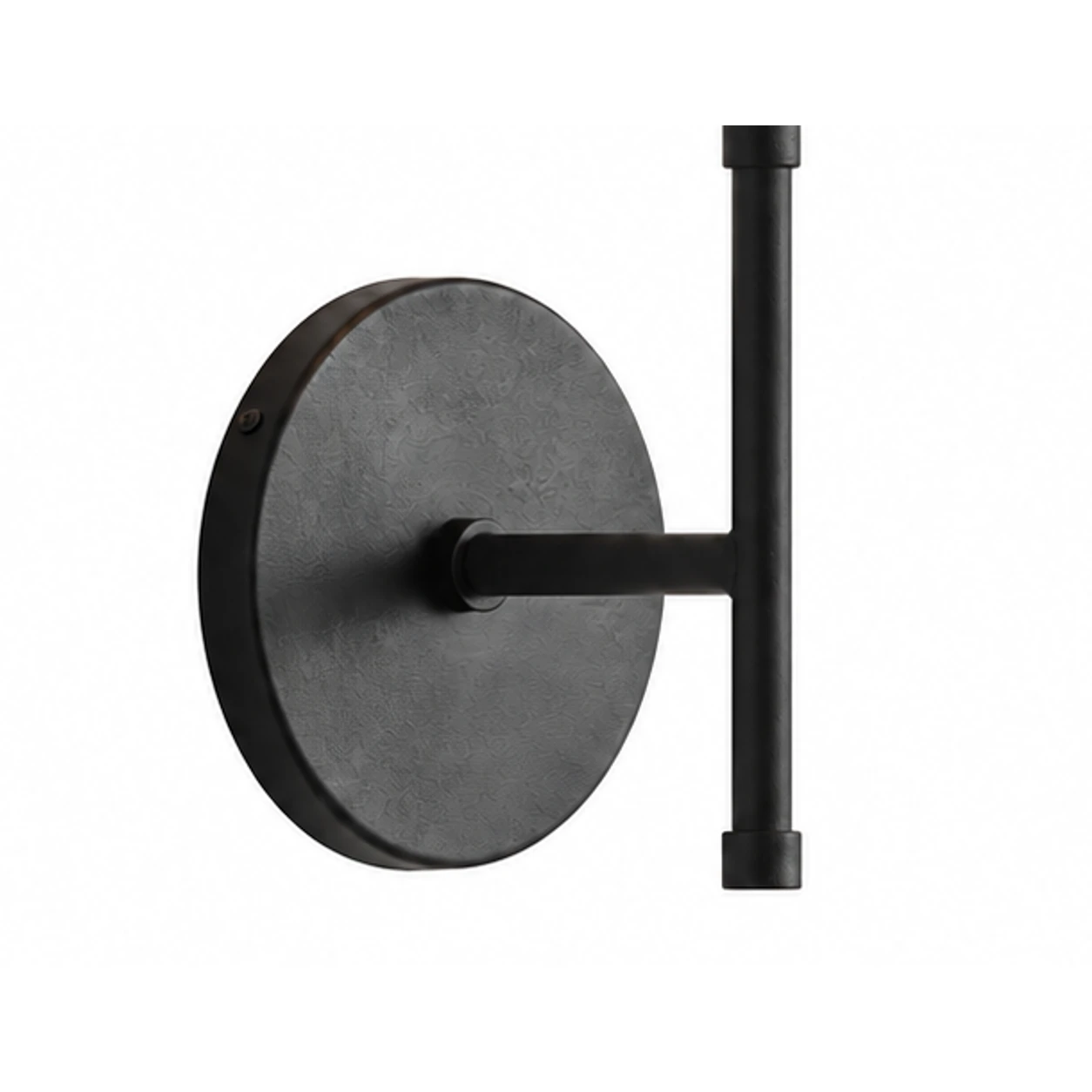 Close detail of the circular wall plate and horizontal arm connection