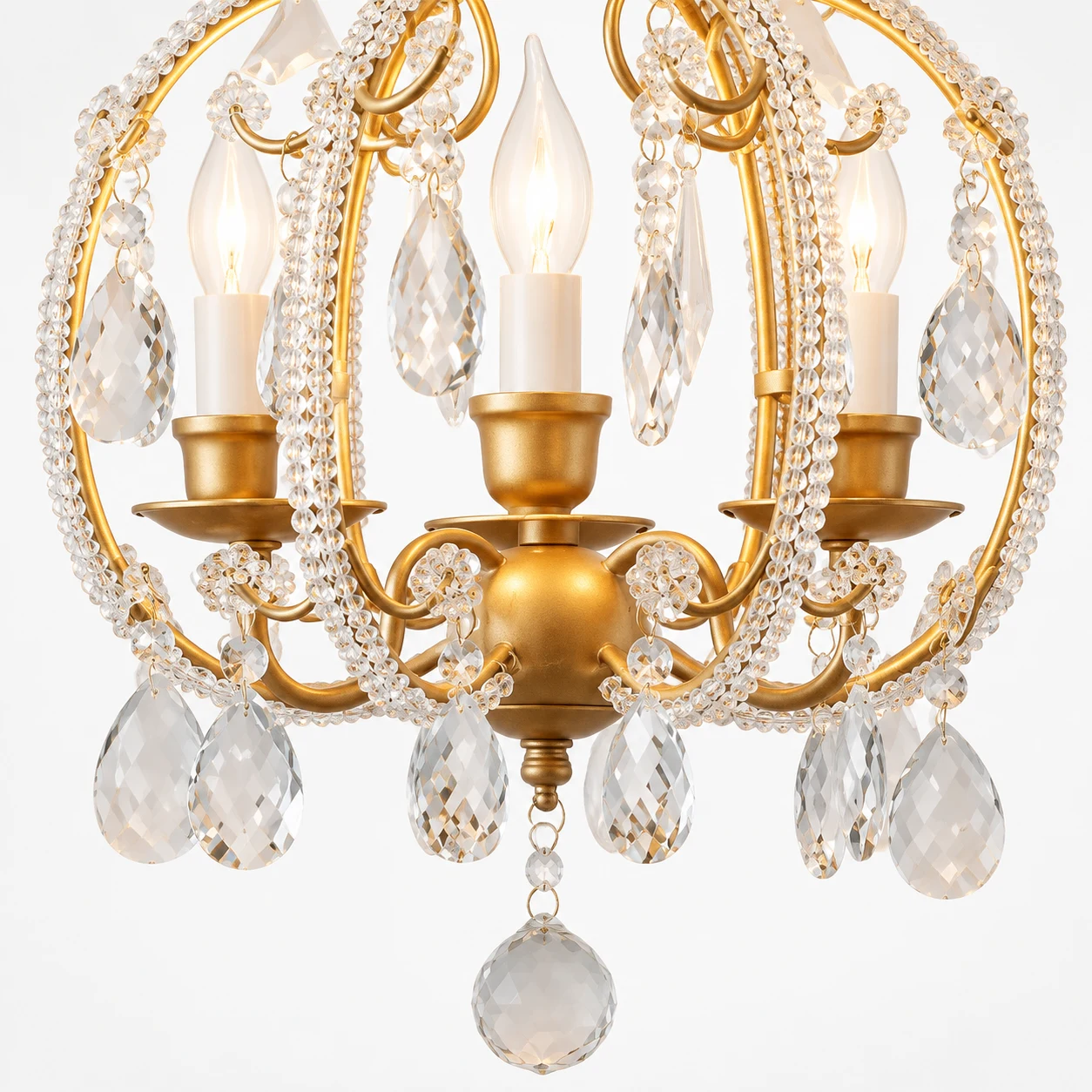 Crystal and gold iron detail