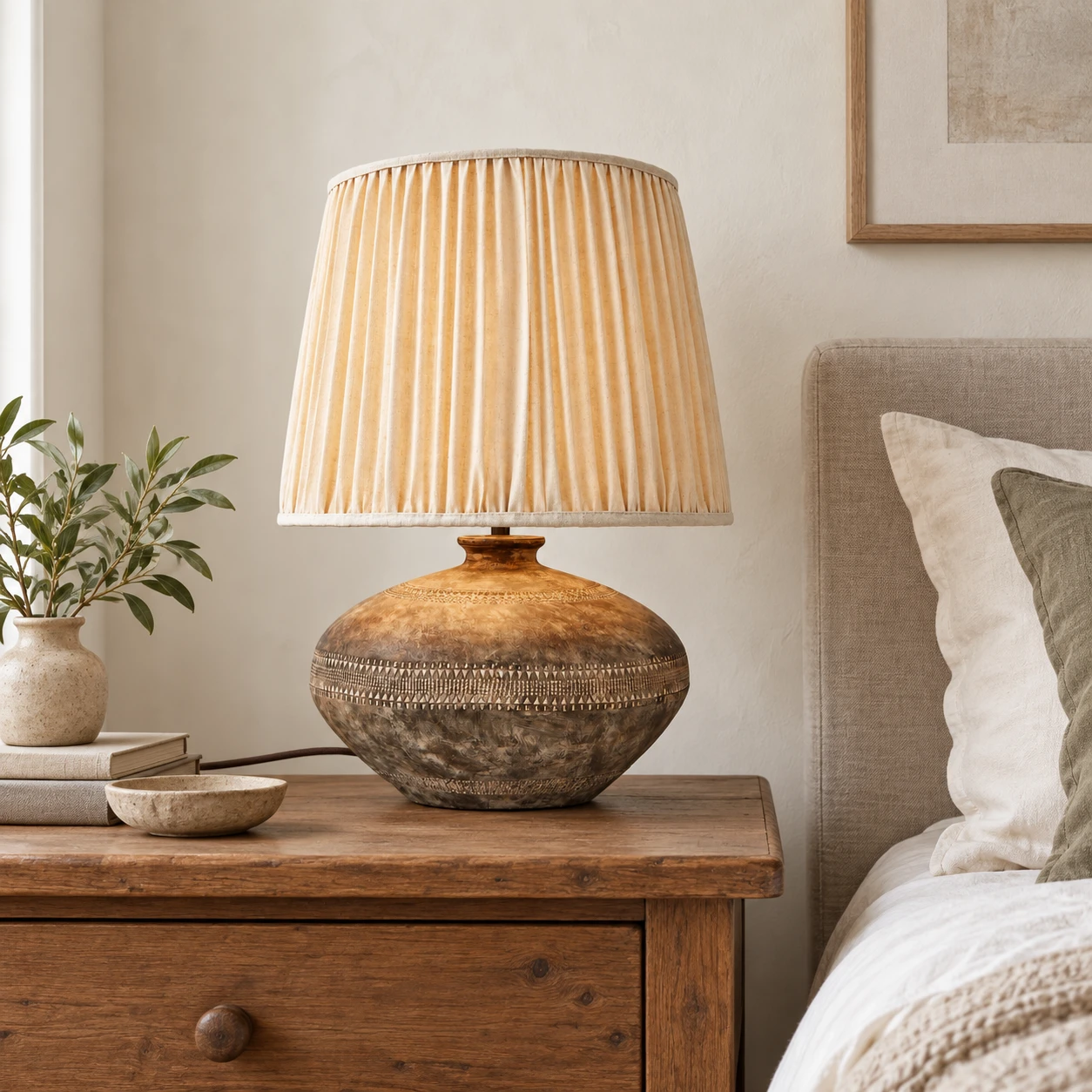 Clara lamp on a bedroom bedside table