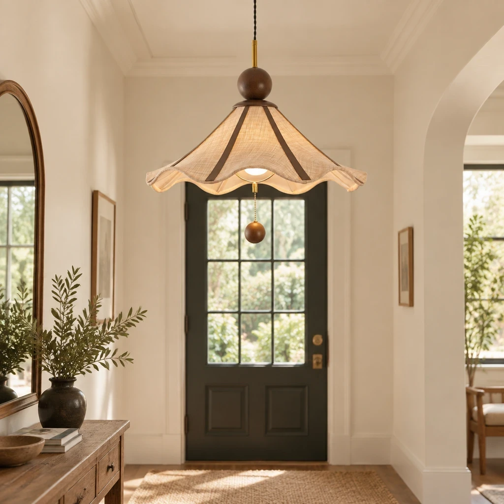 Pendant lighting an entryway