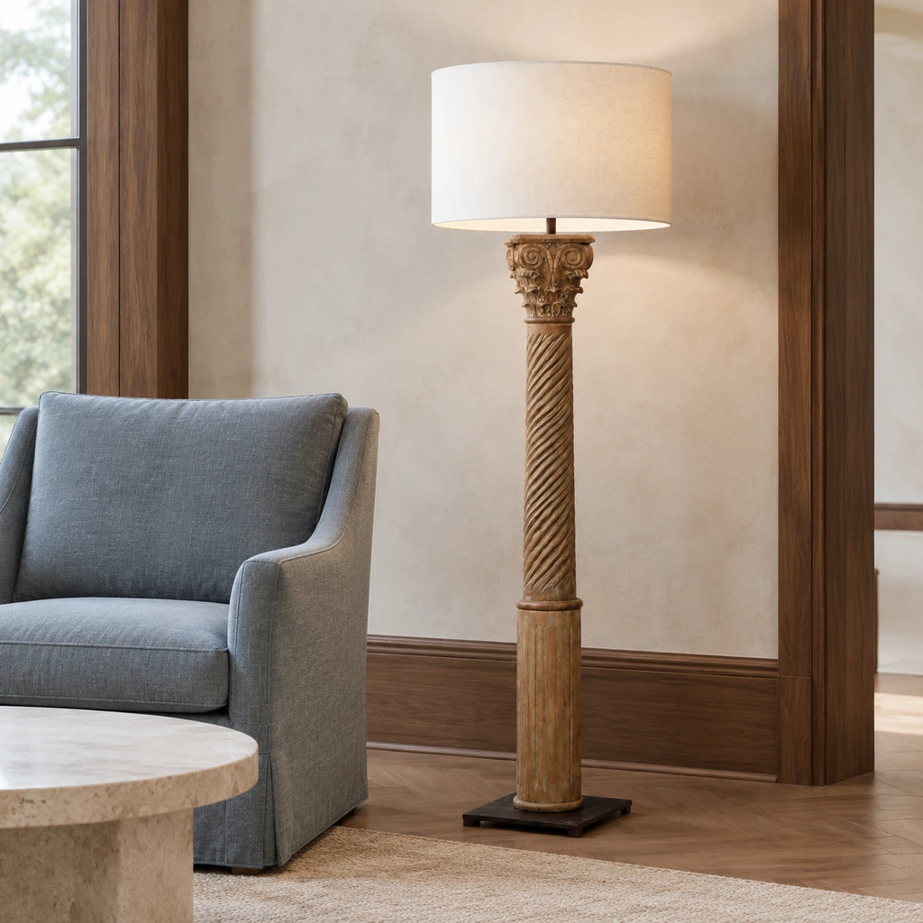 Alden floor lamp in a tall boutique lounge