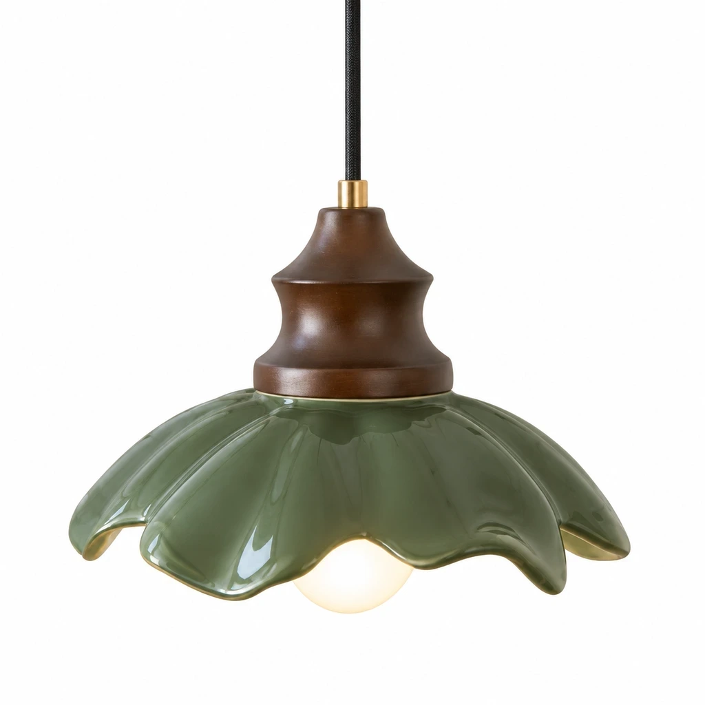 Close detail of Clara French Flower Glass Pendant Light material and form