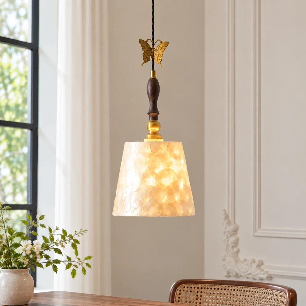 Elena pendant light switched on in a bright room