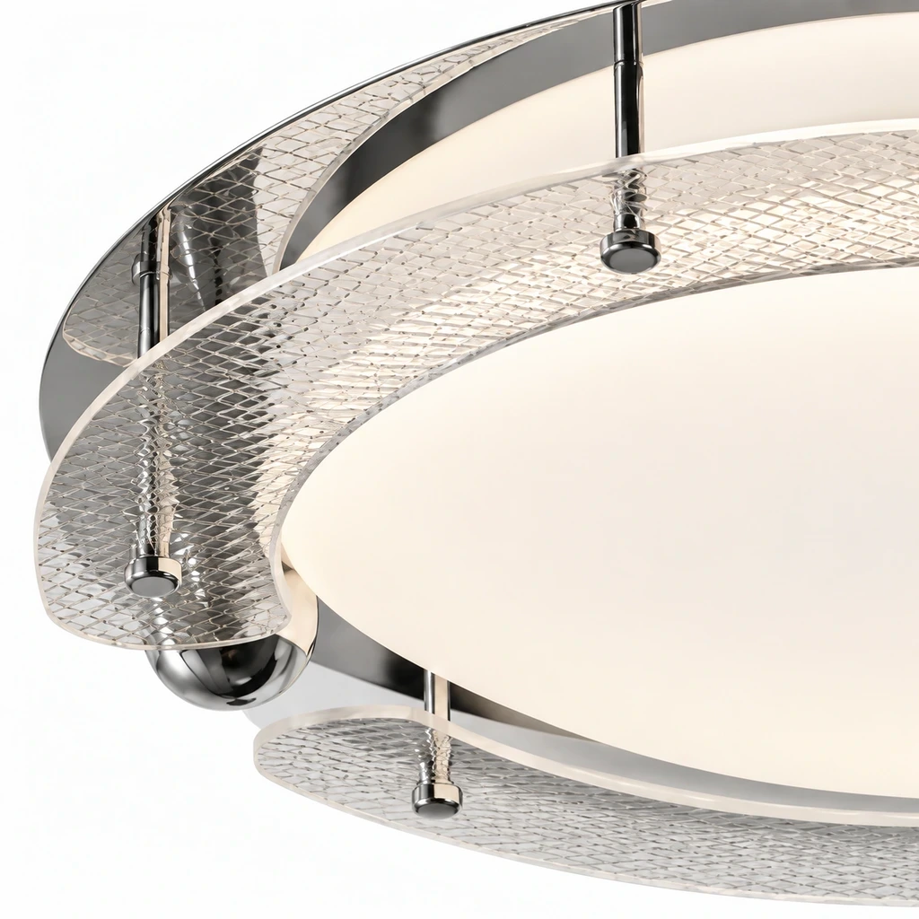 Close view of the textured orbital bands and chrome-toned supports