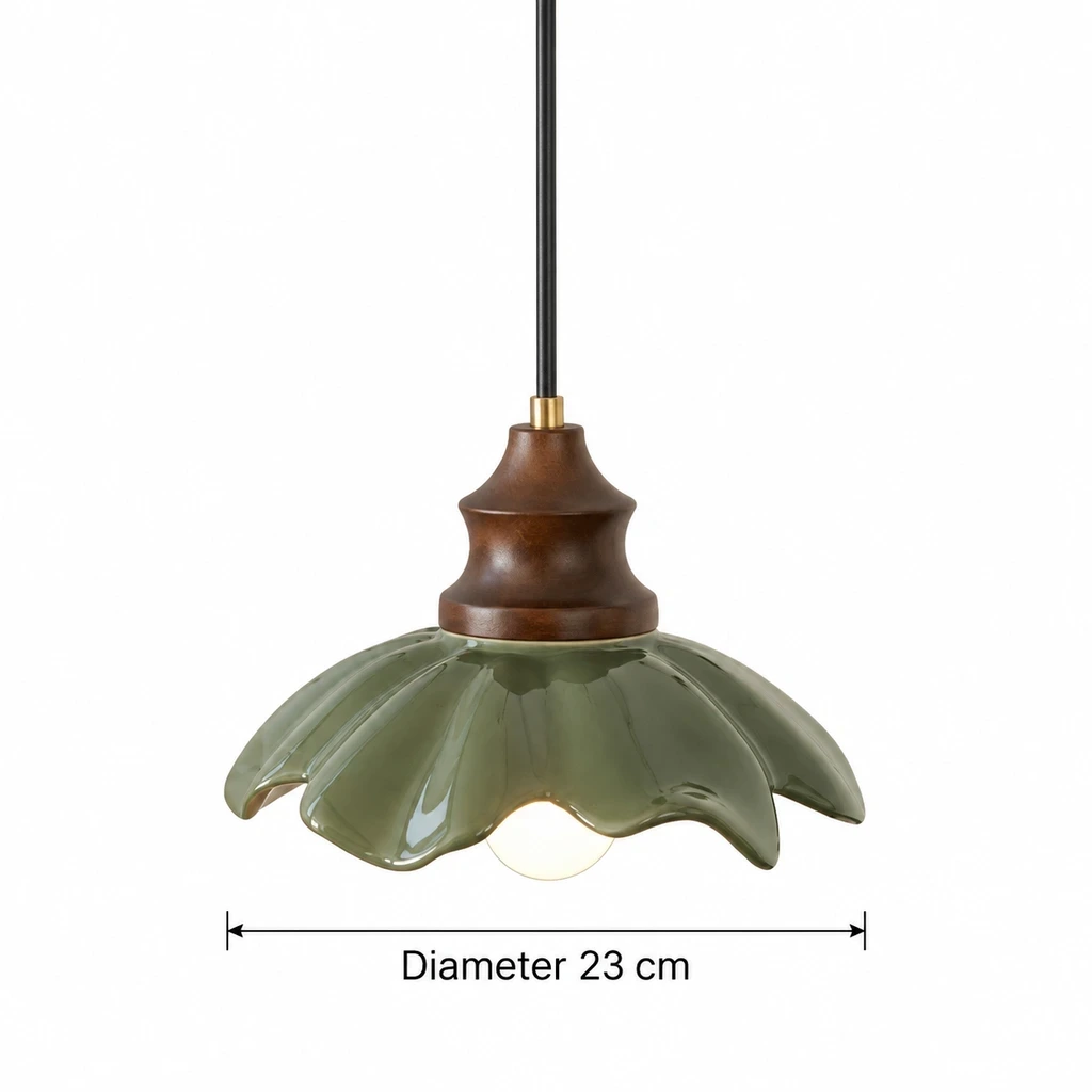 Clara French Flower Glass Pendant Light verified dimensions