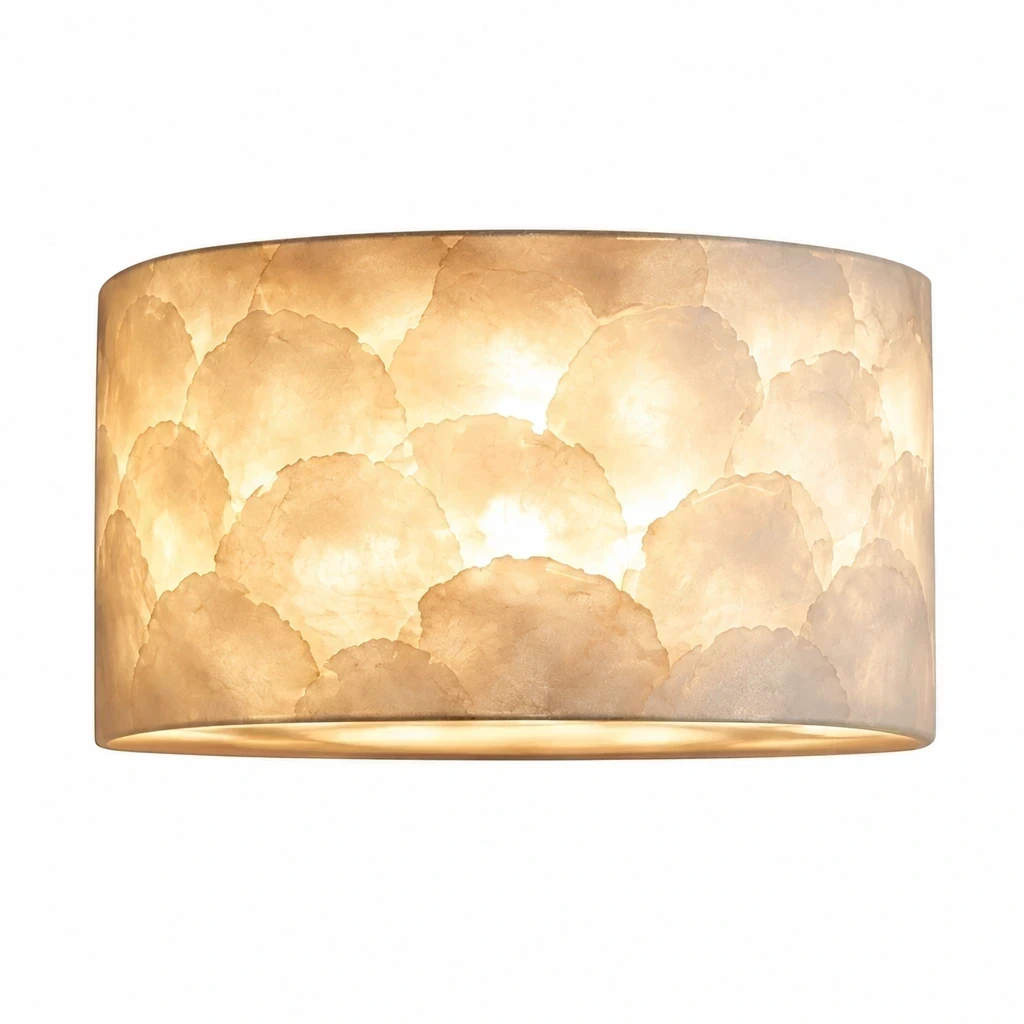 Close detail of Odette Vintage Layered Shell Iron Wall Sconce material and form